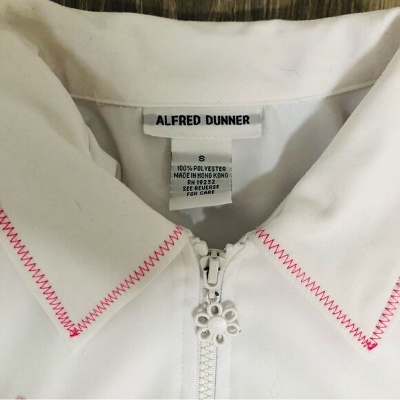Alfred Dunner White Floral Beaded Long Sleeve Lightweight Zip Up Jacket Sz Small - Picture 3 of 10